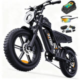 Electric Bicycle with Removable Battery, Dual Suspension, 7-Speed Gears, 20-Inch Fat Tires, LCD Display, Adult Use