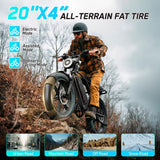 Electric Bicycle with Removable 48V Battery, Dual Suspension, 7-Speed Gears, 20-Inch Fat Tires, LCD Display