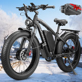 Electric Bicycle with Dual Assist, Removable 52V Battery, 7-Speed Gears, 24-Inch Fat Tires