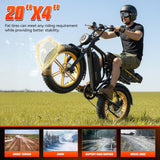 Electric Bicycle with 1500W Motor, 48V 15Ah Removable Battery, 7-Speed Gears, 20-Inch Wheels